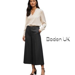 Boden Gray Wool Wide Leg Gaucho Pants NWOT Size 10